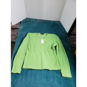 Lluis Genero Sweater Size Mediun Womens Green Long Sleeves Angora Mohair Ladies